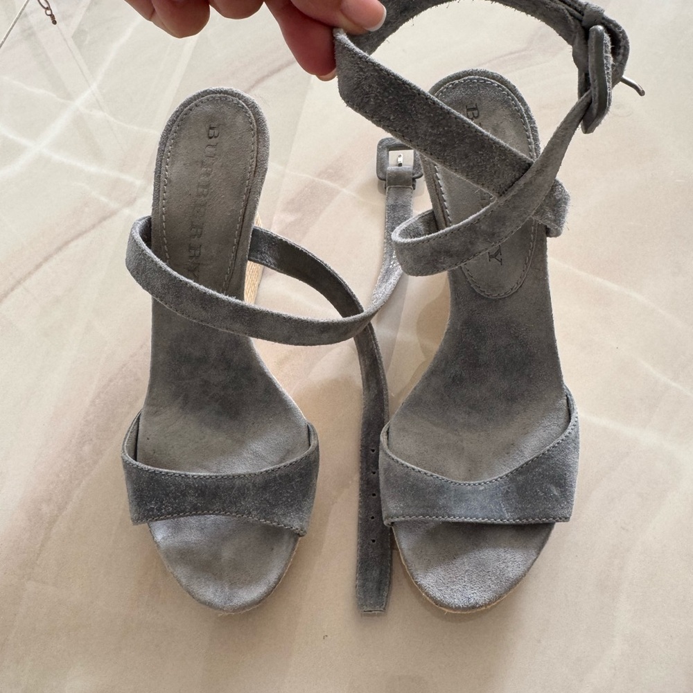 Burberry Blue Gray Suede Women's Sandals